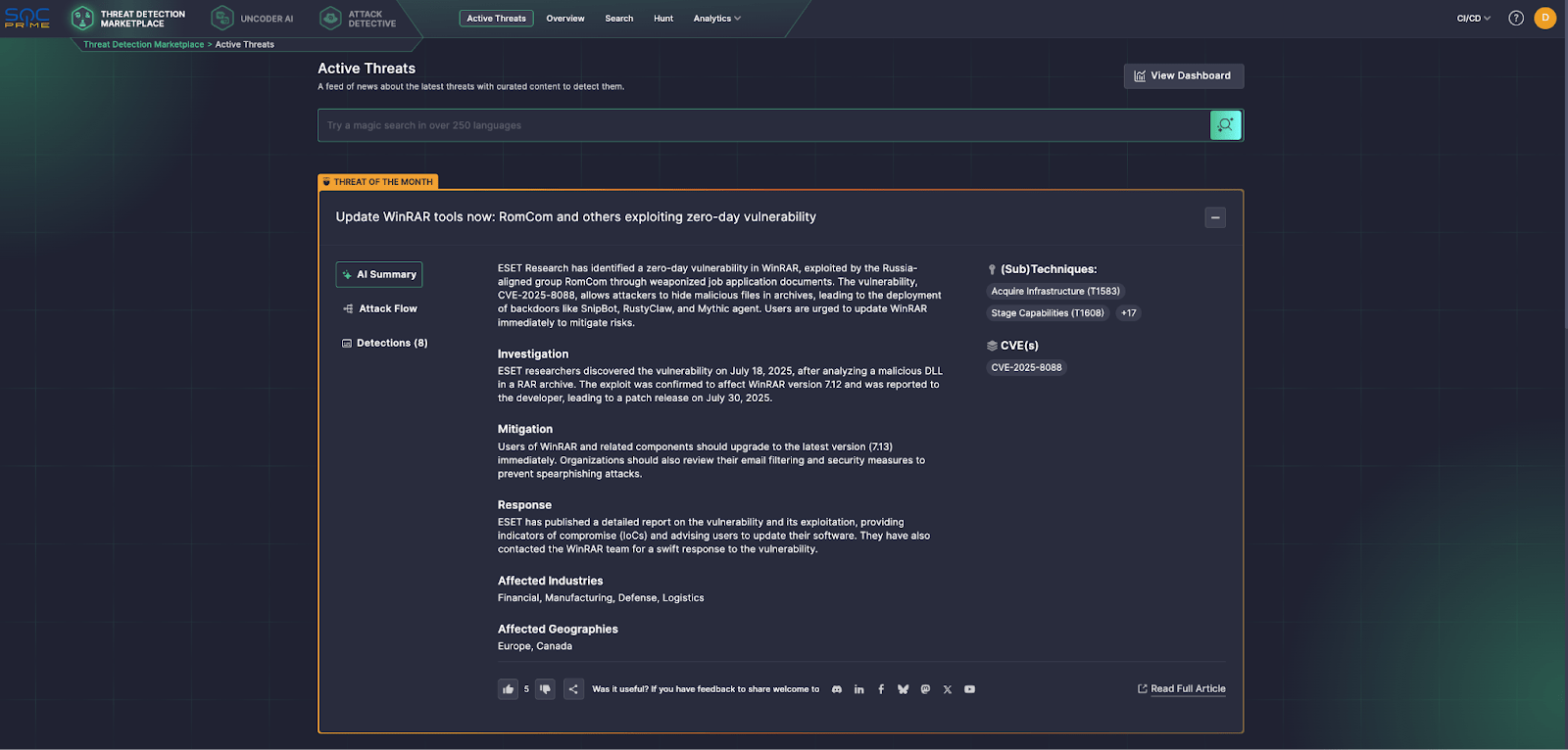 SOC Prime Threat of the Month in Active Threats