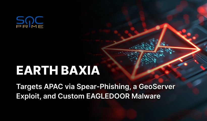 Earth Baxia Attack Detection: China-Backed Hackers Use Spear-Phishing, Exploit the GeoServer Vulnerability (CVE-2024-36401), and Apply a New EAGLEDOOR Malware to Target APAC