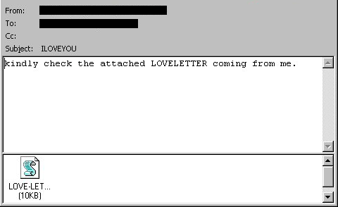 ILOVEYOU virus email screenshot