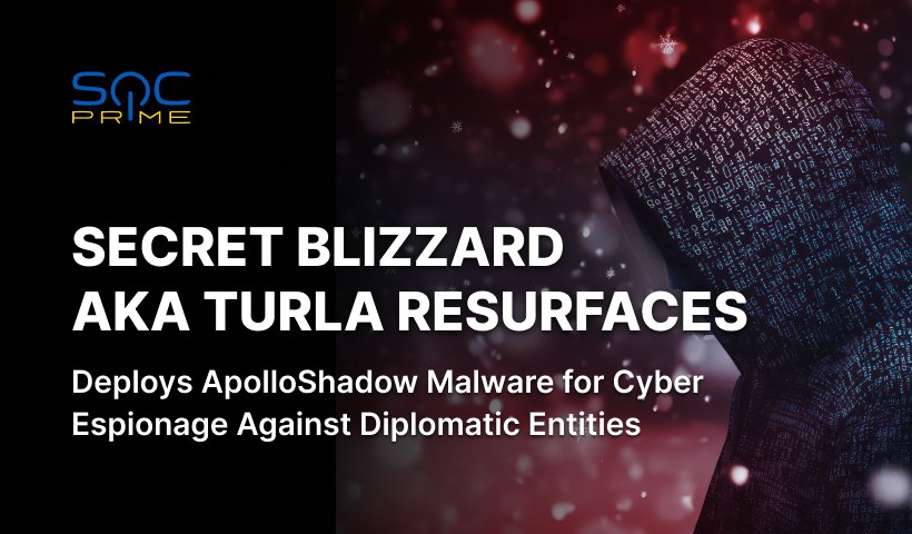 Secret Blizzard Attack Detection: russia-Backed APT Targets Foreign Embassies in Moscow With ApolloShadow Malware