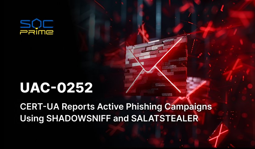 UAC-0252 Attack Detection: SHADOWSNIFF and SALATSTEALER Fuel Phishing Campaigns in Ukraine