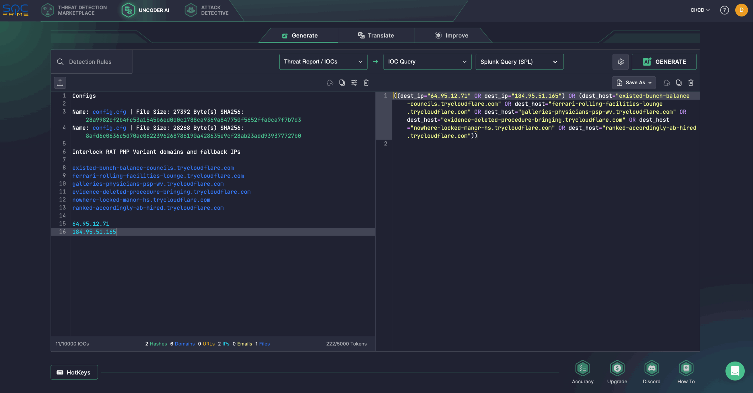 Uncoder AI를 사용하여 새로운 Interlock RAT 변종 관련 IOC를 검색하고, 즉시 커스텀 헌팅 쿼리로 변환하세요.