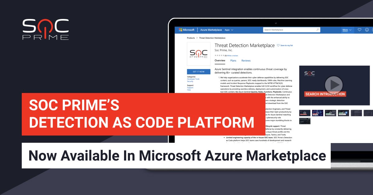 SOC Prime’s Detection as Code Platform Is Now Available In Microsoft Azure Marketplace