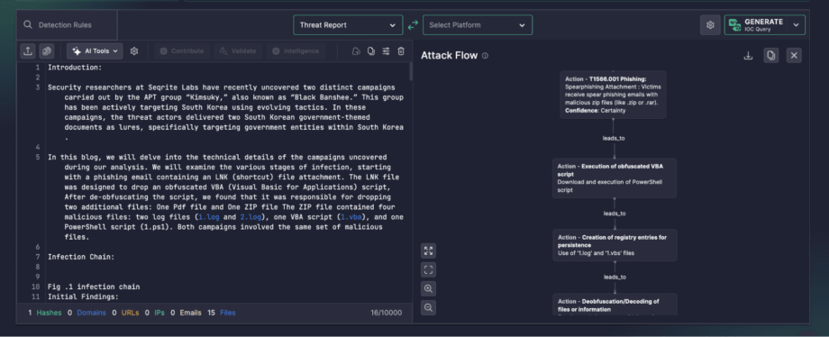 AI-Powered Attack Flow Visualization from Threat Reports