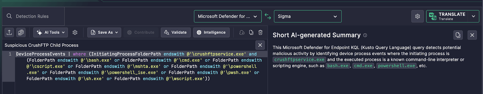 Exposing Suspicious Scripting via CrushFTP with Uncoder AI in Microsoft Defender