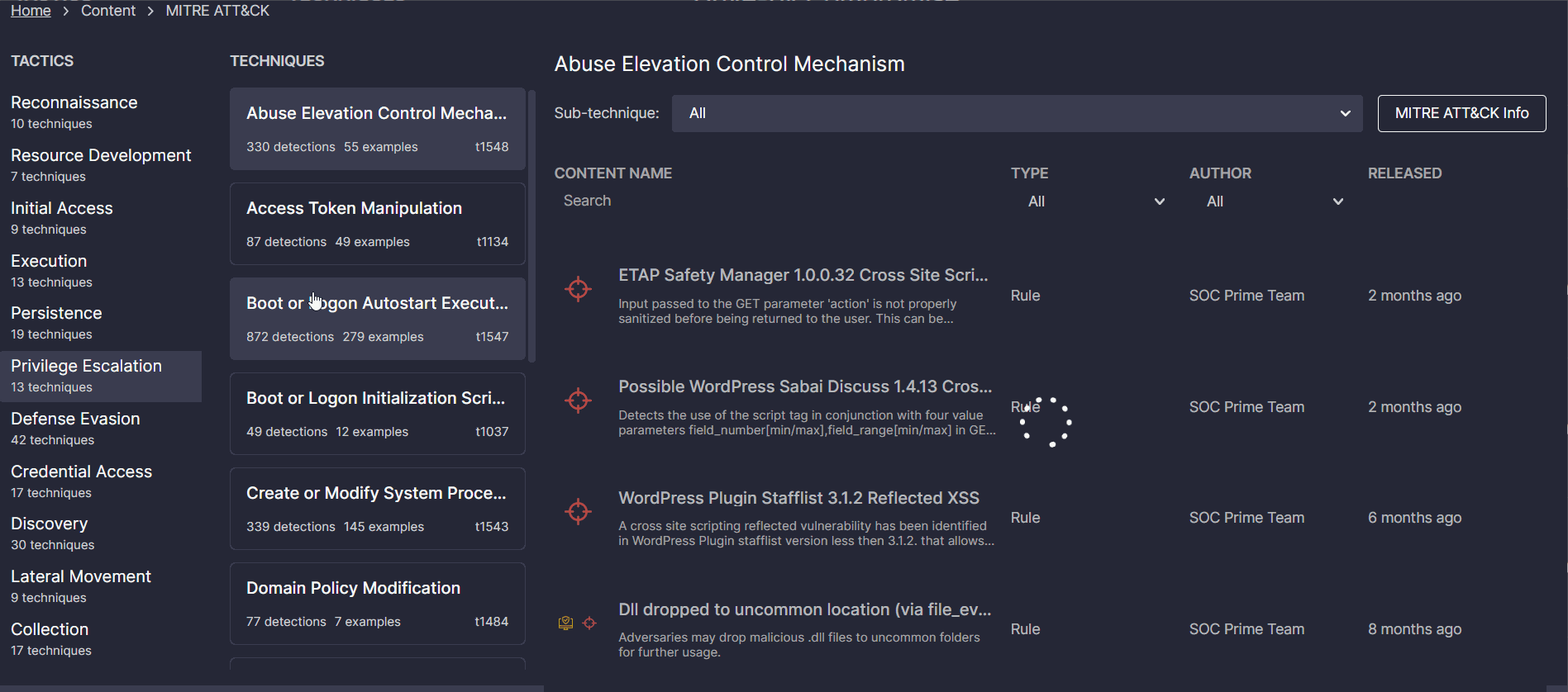 Content Search Based on MITRE ATT&CK